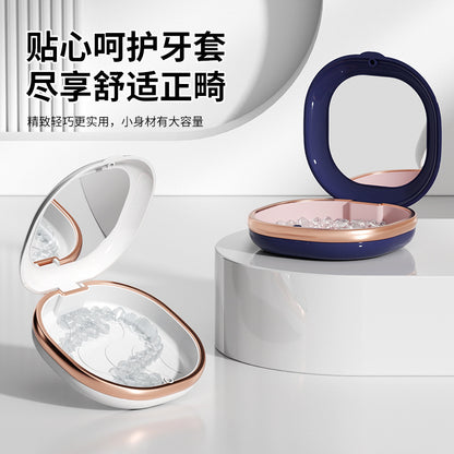 Portable Braces Box with Mirror Soak Box Corrector Denture Storage Box Lock Portable Orthodontic Holder Storage Box - image 4