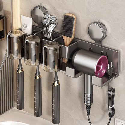 Suction Cup Toothbrush Storage Rack Punch-free Toilet Hair Dryer Bracket Wall-mounted Brush Cup Wash Cup Holder - image 1