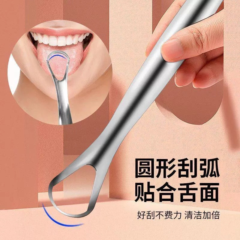 Stainless Steel Tongue Scraper Anti-Slip Handle Tongue Coating Cleaning Artifact Adult Bad Breath Removal Tongue Coating Brush Oral Cleaning Tool - image 3
