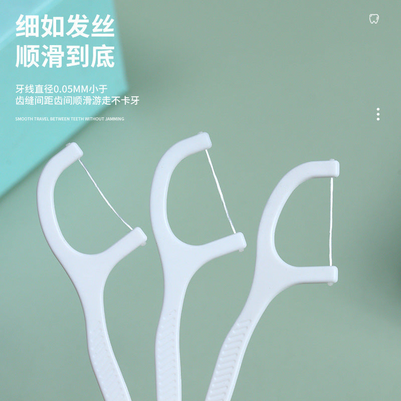 Disposable Dental Floss Box 50 Pack Teeth Indentures Oral Cleaning Care Ultra-fine Floss Stick Portable Pack - image 3