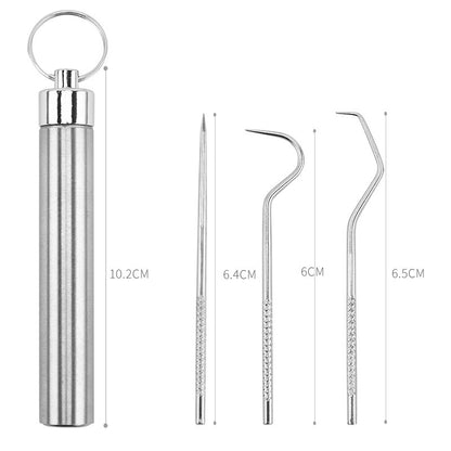 Stainless Steel Toothpick and Floss Portable Tube Set to Clean between Teeth and Remove Tartar, Oral Care and Flossing Cleaning Tools - image 4