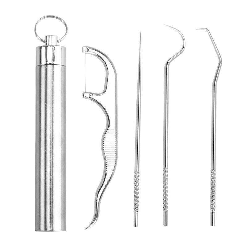 Stainless Steel Toothpick and Floss Portable Tube Set to Clean between Teeth and Remove Tartar, Oral Care and Flossing Cleaning Tools - image 5