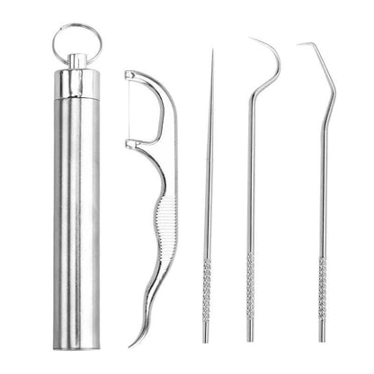 Stainless Steel Toothpick and Floss Portable Tube Set to Clean between Teeth and Remove Tartar, Oral Care and Flossing Cleaning Tools - image 5