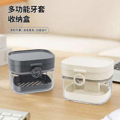 Multifunctional Braces Cleaning Box Portable Bathroom Washing Denture Cleaner Storage Box Braces Cleaning Soak Box - image 1