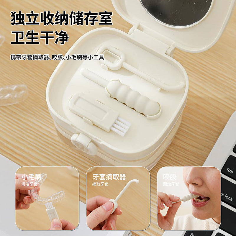 Multifunctional Braces Cleaning Box Portable Bathroom Washing Denture Cleaner Storage Box Braces Cleaning Soak Box - image 3