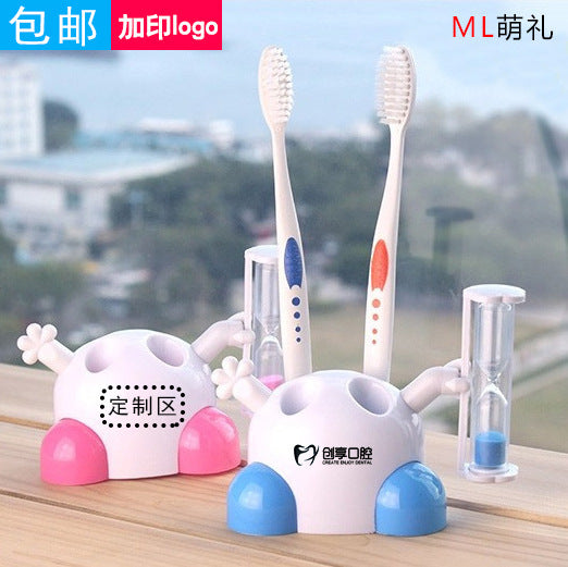 Manufacturer Wholesale Cartoon Hourglass Toothbrush Holder Toothbrush Holder Student Children's Gift Brushing Timer Printable Logo - image 1