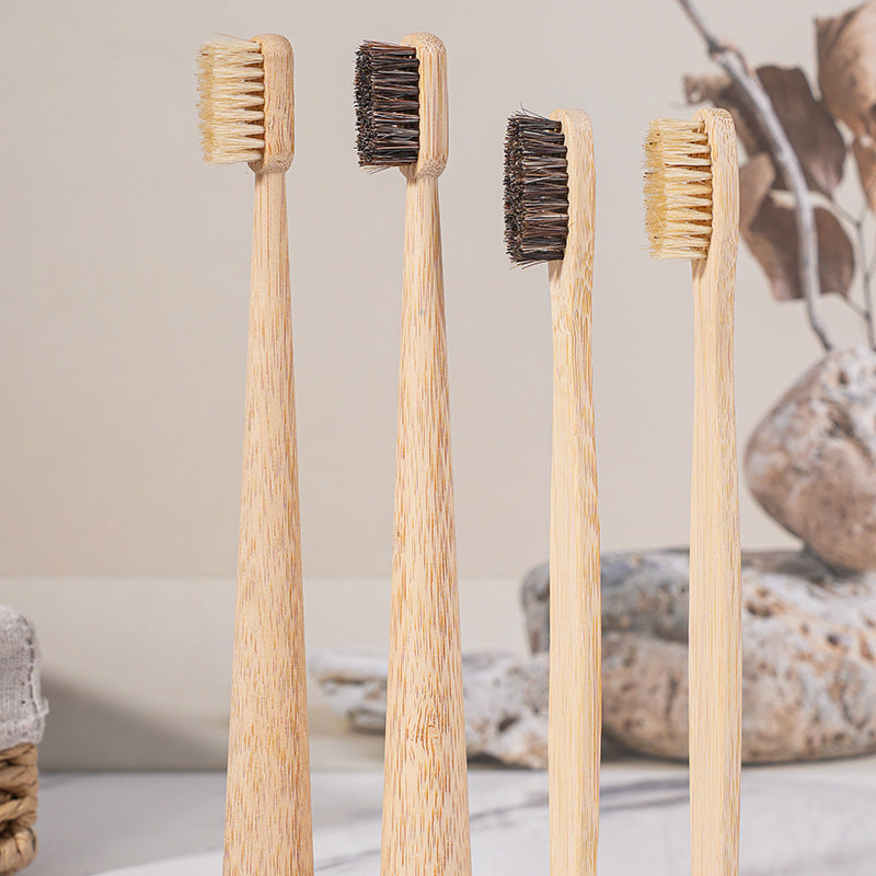 Manufacturers supply large tail vertebrae adult pig hair horse hair biodegradable environmentally friendly bamboo toothbrush hotel adult toothbrush - image 2