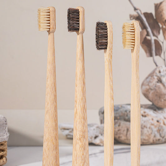 Manufacturers supply large tail vertebrae adult pig hair horse hair biodegradable environmentally friendly bamboo toothbrush hotel adult toothbrush - image 2