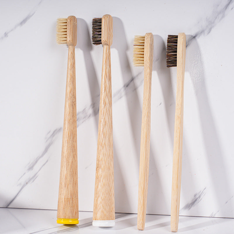 Manufacturers supply large tail vertebrae adult pig hair horse hair biodegradable environmentally friendly bamboo toothbrush hotel adult toothbrush - image 3