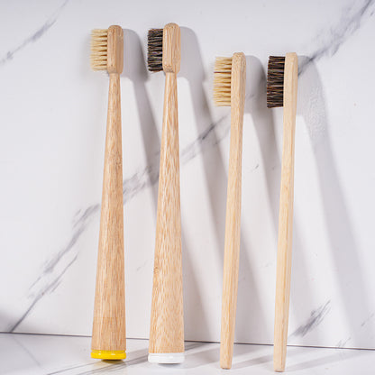 Manufacturers supply large tail vertebrae adult pig hair horse hair biodegradable environmentally friendly bamboo toothbrush hotel adult toothbrush - image 3