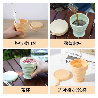 Folding Cup Travel Gargle Cup Silicone Outdoor Retractable Travel Portable Toothbrush Cup Compression Cup - image 4