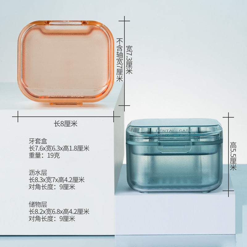 Strictly select braces storage box denture cleaning box invisible holder drain layered portable storage box braces box - image 3
