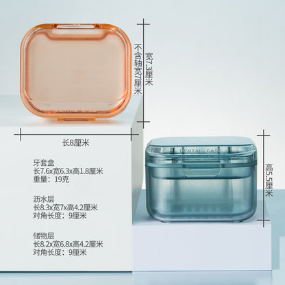 Strictly select braces storage box denture cleaning box invisible holder drain layered portable storage box braces box - image 3