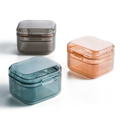 Strictly select braces storage box denture cleaning box invisible holder drain layered portable storage box braces box - image 5