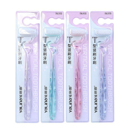 S-Shaped Vertical Toothbrush for Adults and Men, Special-Shaped Soft-Bristled Tooth Gap Cleaning and Gum Protection T-Shaped Toothbrush Oral Brushing 415 - image 5