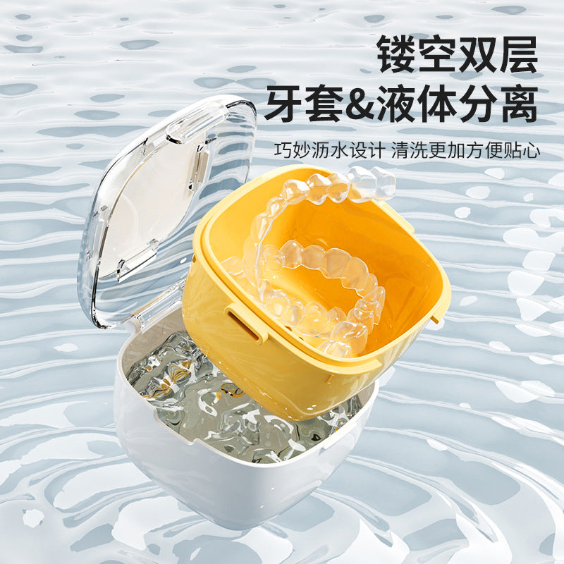 Multifunctional Double-Layer Braces Box, Retainer, Jewelry Storage Box, Water-Draining Layered Portable Denture Storage Box, Cross-Border - image 3