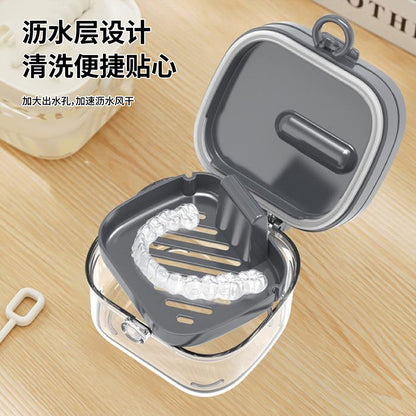 New Double-Layer Braces Box, Plastic Transparent Braces Storage and Cleaning Box, Portable Household Soaking Denture Storage Box - image 4