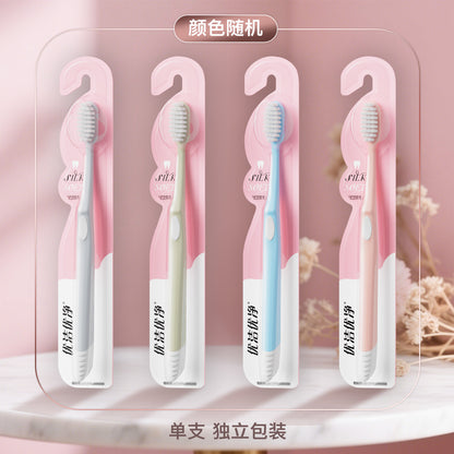 Soft-Bristled Toothbrush, Popular Model, Simple Color, Soft and Fine, Non-Slip Handle, Household Cleaning, Yangzhou Toothbrush Manufacturer Wholesale - image 4