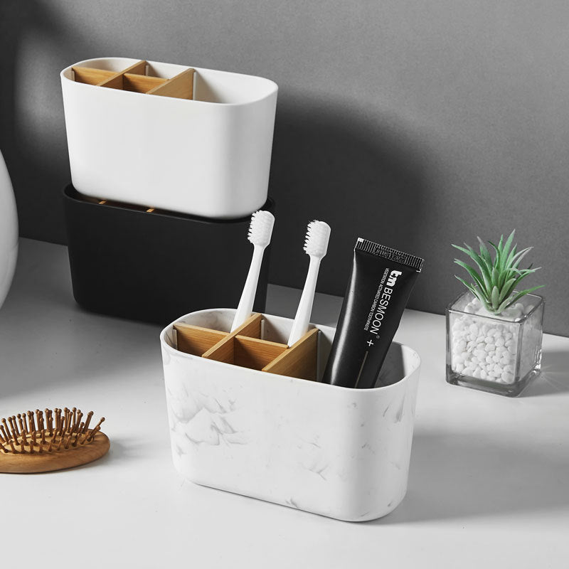 No-Drill Bathroom Toothbrush Holder Storage Bucket Bathroom Toothbrush Stand Toothpaste Toothbrush Rack Toiletry Storage Rack - image 3