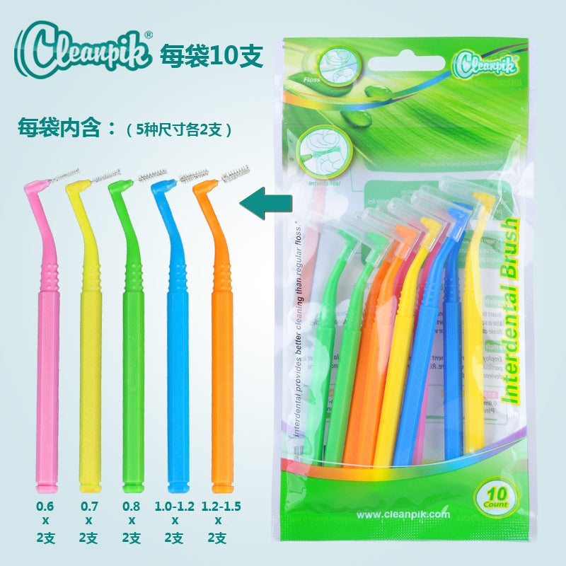 Cross-Border Wholesale Cleanpik Interdental Brush L-Shaped Interdental Brush 7-Shaped Interdental Orthodontic Toothbrush Korean Stainless Steel Wire - image 1