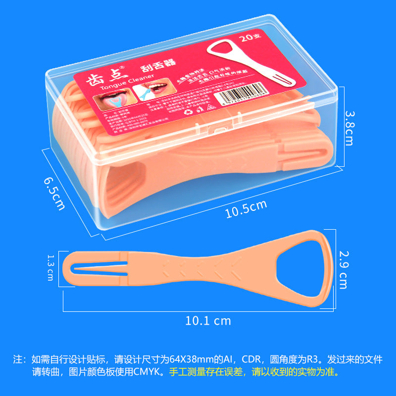 Manufacturer Customized Tongue Scraper Boxed 20 Tongue Cleaners Plastic Foldableable Toothpick Tongue Brush Cleaning - image 4