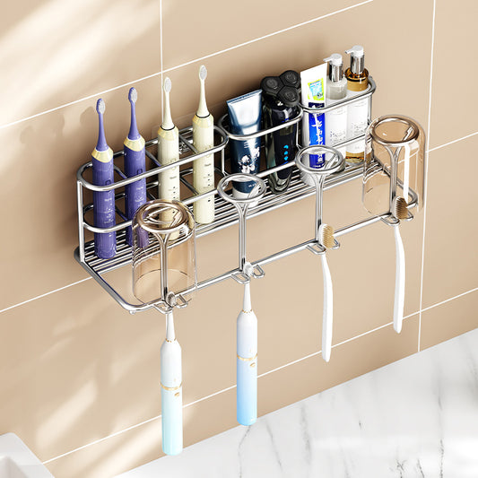 304 Stainless Steel Toothbrush Holder Cup Rack, No-Drill Wall-Mounted Electric Toothbrush Holder, Toothbrush Cup Drainage Storage Rack - image 1