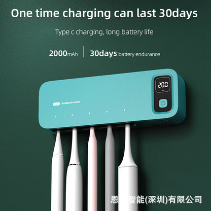 Toothbrush Sterilizer Uv Disinfection Box Automatic Drying Electric Bathroom Storage Rack Wall-Mounted No Drilling Required - image 1