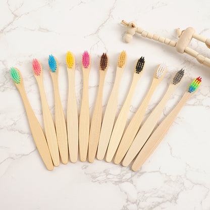 Hotel and B&B Children's Bamboo Toothbrush with Handle, Healthy Soft Bristles, Disposable Flat Bamboo Toothbrush for Children - image 2