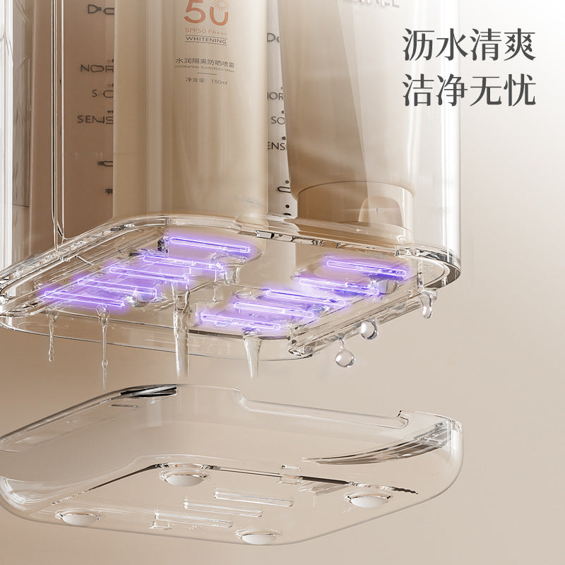 [Original] Casual Divided Toothbrush Holder Bathroom Wall-Mounted Punch-Free Facial Cleanser Toothpaste Storage Rack - image 3