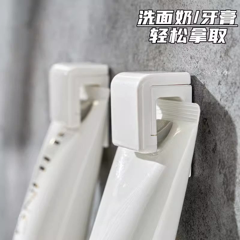 Toothpaste Holder Wall-Mounted Punch-Free Facial Cleanser Storage Rack Bathroom Toilet Storage Wall Hook Toothpaste Hanging Clip Cross-Border - image 2