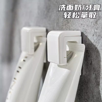 Toothpaste Holder Wall-Mounted Punch-Free Facial Cleanser Storage Rack Bathroom Toilet Storage Wall Hook Toothpaste Hanging Clip Cross-Border - image 2