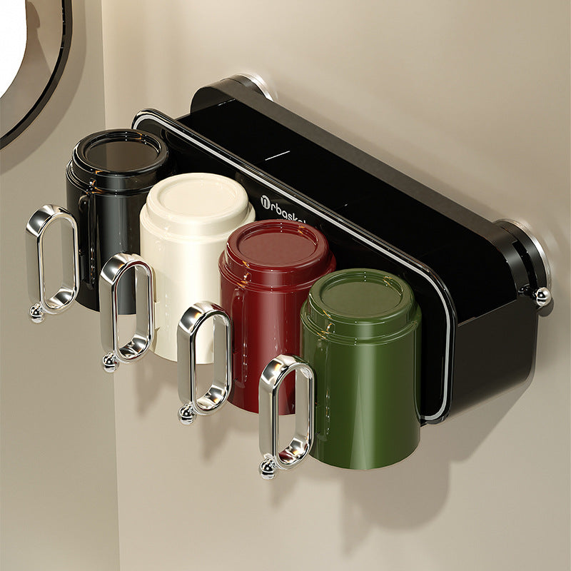 Suction Cup Toothbrush Rack Wall-Mounted Brushing Mouthwash Cup Storage Rack Bathroom Punch-Free Toothpaste Toothbrush Rack - image 2