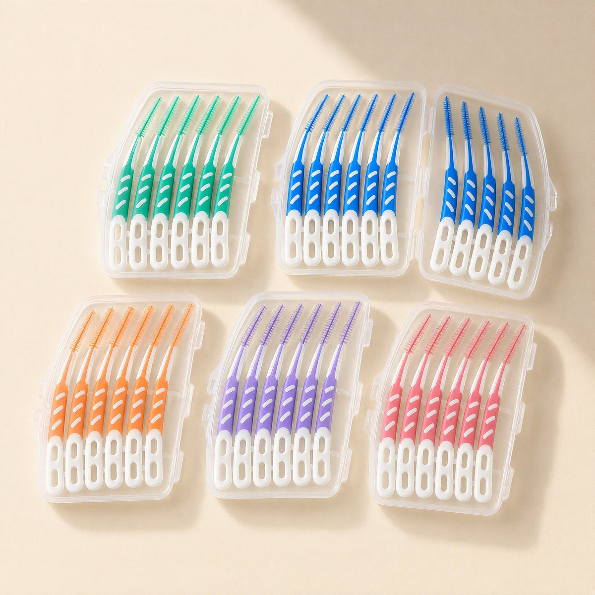 Boxed set of 12 plastic interdental brushes for oral cleaning between teeth - view 2