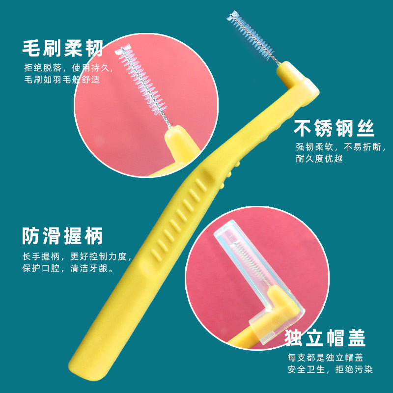 Cross-Border Wholesale Orthodontic Interdental Brush Box with 20 L-Shaped Gap Brushes for Braces Special Interdental Cleaning Gap Brushes - image 2