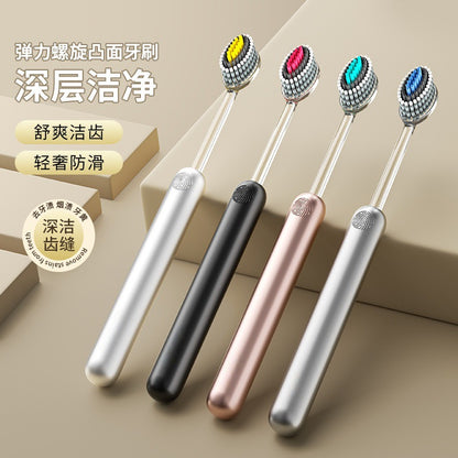 [Pack of Two] Convex Light Luxury Mountain Toothbrush Olive Head Spiral Elastic Soft Bristles Gum Protection Adult Home Use - image 5
