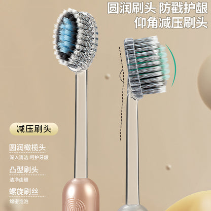 Little Doctor Light Luxury Mountain-Shaped Toothbrush Olive Head Spiral Elastic Soft Bristles High-End Teeth Cleaning Brush Gum Protection Adult Household Use - image 2