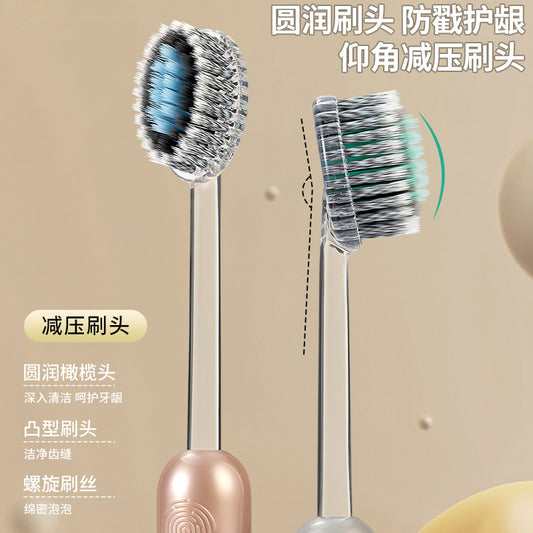 Little Doctor Light Luxury Mountain-Shaped Toothbrush Olive Head Spiral Elastic Soft Bristles High-End Teeth Cleaning Brush Gum Protection Adult Household Use - image 2