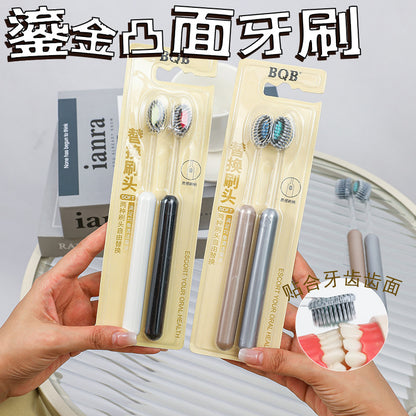 [Pair Pack] Olive Head Spiral Elastic Soft Hair Convex Light Luxury Mountain Toothbrush Removable Toothbrush Wholesale - image 2