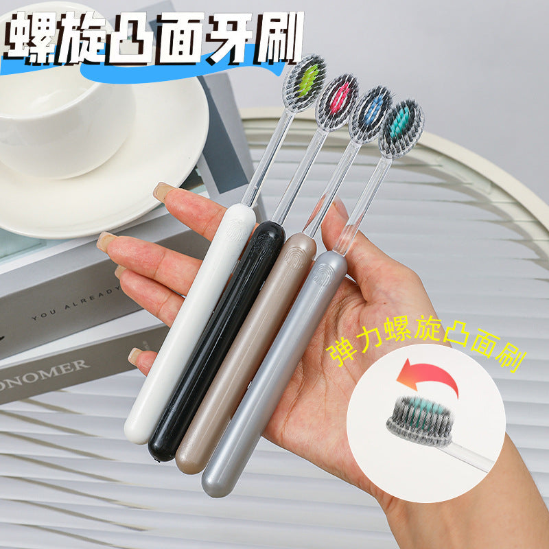 [Pair Pack] Olive Head Spiral Elastic Soft Hair Convex Light Luxury Mountain Toothbrush Removable Toothbrush Wholesale - image 4