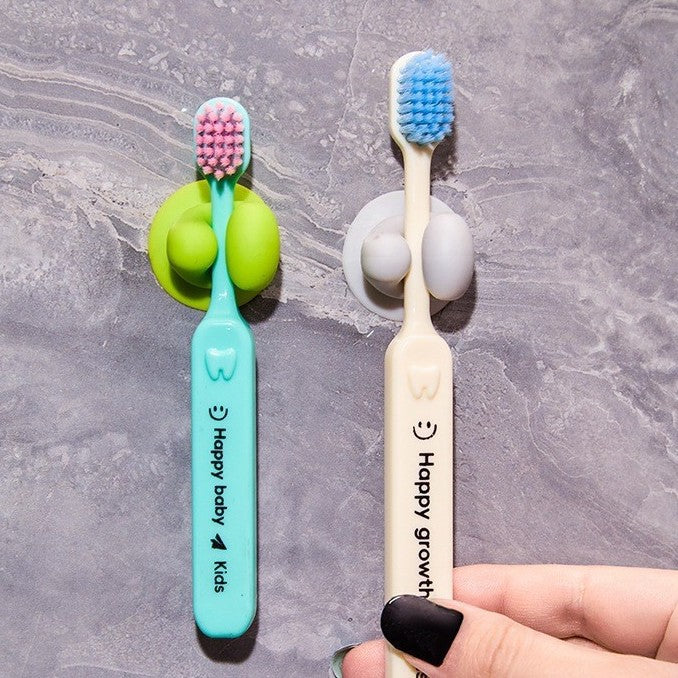 No-Drill Suction Cup Toothbrush Holder for Adults and Children, Wall-Mounted Storage Rack for Bathroom Organization - image 3
