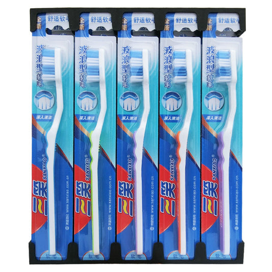 Sanxiao Toothbrush 998t Fresh and Double-Protected Filament Soft-Bristled Adult Household Toothbrush 998N Medium-Bristled Genuine Wholesale and Retail - image 2