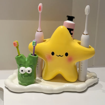 [Tik Tok Hot Style] Star Toothbrush Holder Bathroom Household Toothbrush Storage Tube Hand Electric Toothbrush Storage Rack - image 1