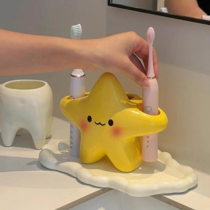 [Tik Tok Hot Style] Star Toothbrush Holder Bathroom Household Toothbrush Storage Tube Hand Electric Toothbrush Storage Rack - image 2