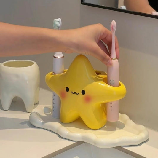 [Tik Tok Hot Style] Star Toothbrush Holder Bathroom Household Toothbrush Storage Tube Hand Electric Toothbrush Storage Rack - image 2