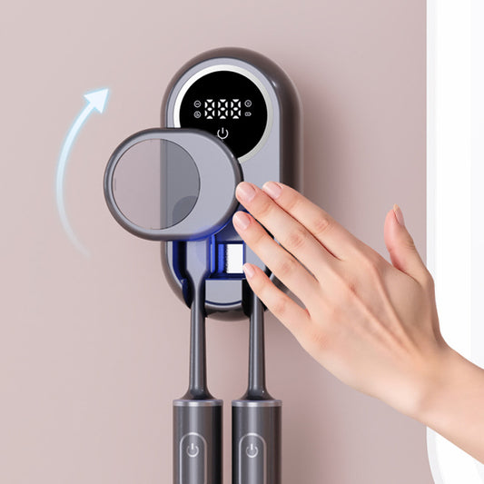 Cross-Border Toothbrush Sterilizer Uv Induction Sterilization Box Electric Drying Compartment Punch-Free Storage Shelf Single and Double - image 1