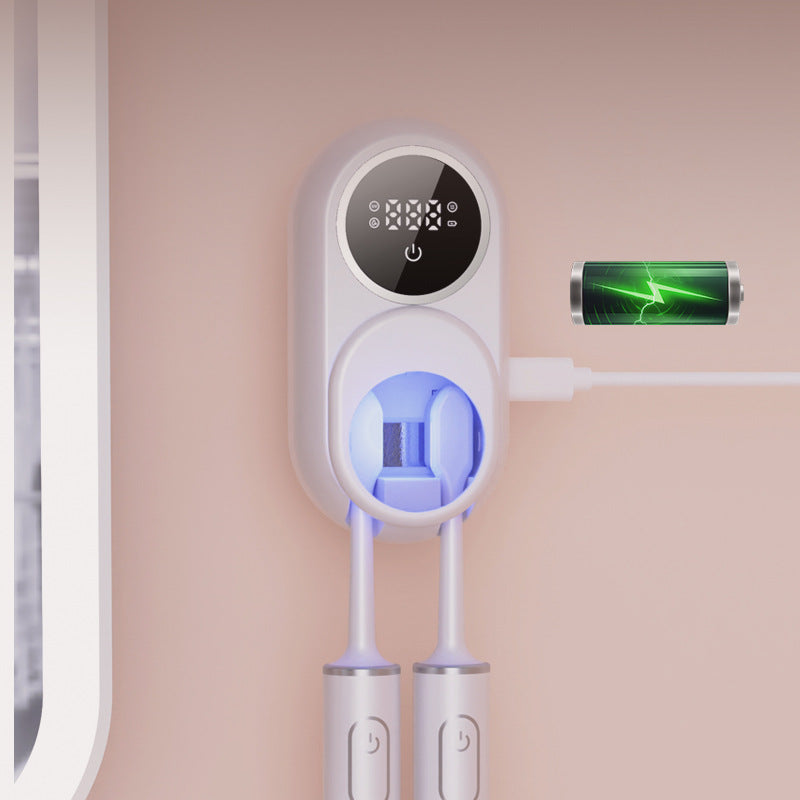 Cross-Border Toothbrush Sterilizer Uv Induction Sterilization Box Electric Drying Compartment Punch-Free Storage Shelf Single and Double - image 4