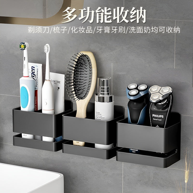 Bathroom Toothbrush Toothpaste Comb Storage Rack Wall-Mounted Toilet Bathroom Sink Razor Storage Tube Without Drilling - image 3