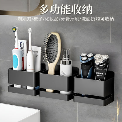 Bathroom Toothbrush Toothpaste Comb Storage Rack Wall-Mounted Toilet Bathroom Sink Razor Storage Tube Without Drilling - image 3
