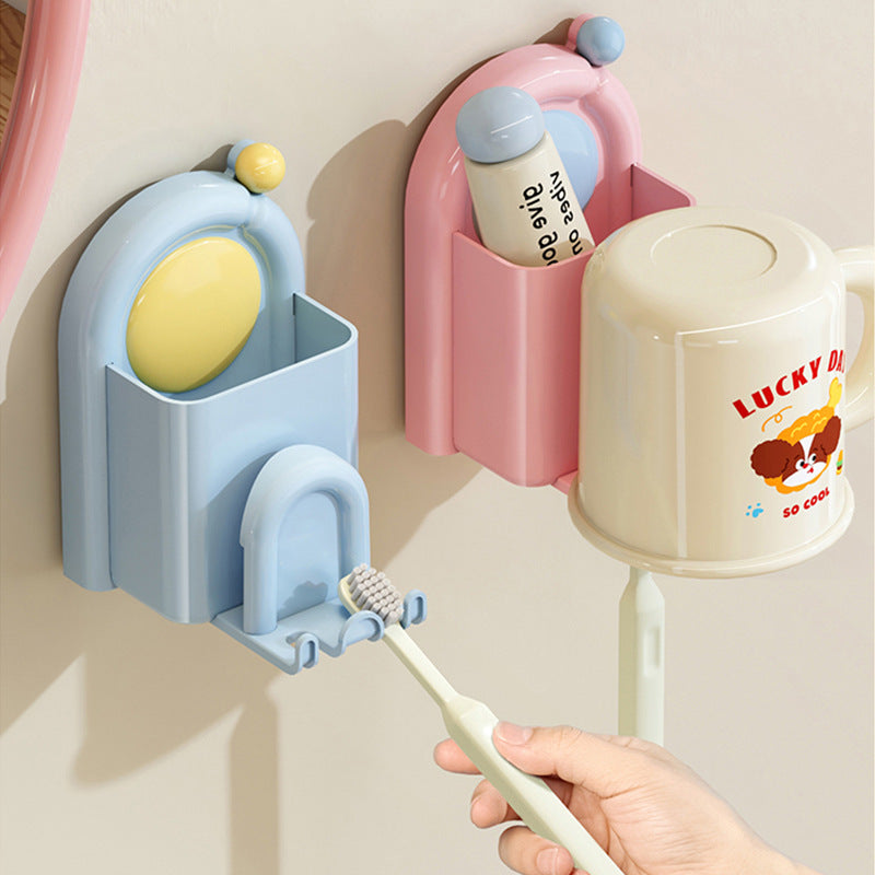 New Toothbrush Holder Wall-Mounted No-Drill Adhesive Cup Storage Rack Wash Cup Toothbrush Holder No-Drill Installation - image 1
