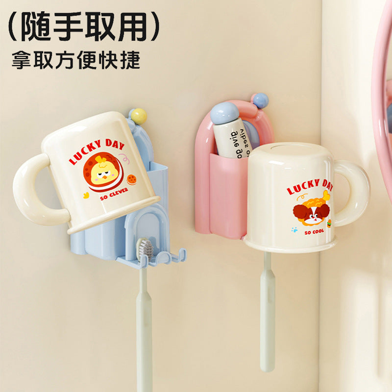 New Toothbrush Holder Wall-Mounted No-Drill Adhesive Cup Storage Rack Wash Cup Toothbrush Holder No-Drill Installation - image 2